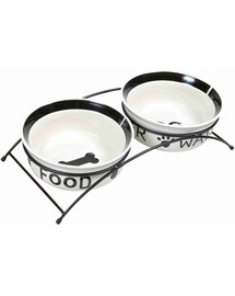 TRIXIE Keramik-Napf-Set Eat on Feet 2 × 1,6 l/ø20 cm, schwarz/weiß
