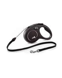FLEXI Leine New Classic S Schnur 5 m. Schwarz. Bis zu 12 kg