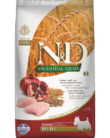 FARMINA N&D Ancestral Grain Dog Huhn, Dinkel, Hafer und Granatapfel Senior Mini 2,5 kg