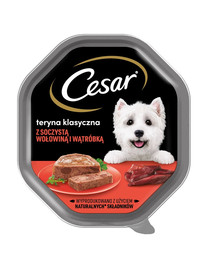 CESAR 150 g Nassvollnahrung für ausgewachsene Hunde, tertiär mit Rindfleisch und Leber