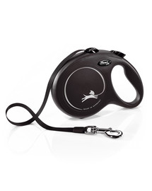 FLEXI New Classic L 8 m Gurt-Rollleine Schwarz