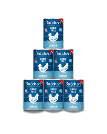 BUTCHER'S Original Junior, Hundefutter, Hühnerstücke in Gelee 6 x 400g