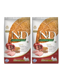 FARMINA N&D Ancestral Grain dog light chicken, spelt, oats and oragne 2x2,5 kg