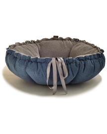 LAUREN DESIGN PREMIUM DAISY Bett in navy blau gesteppt + grau