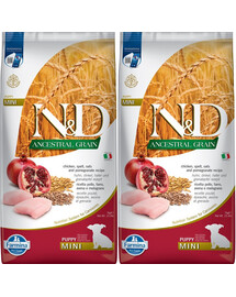 FARMINA N&D Low Grain Chicken & Pomegranate Mini Puppy 2x7 kg