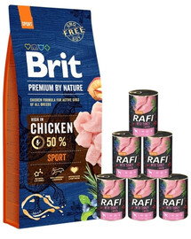 BRIT Premium By Nature Sport 15 kg + Truthahn Nassfutter 6x400 g
