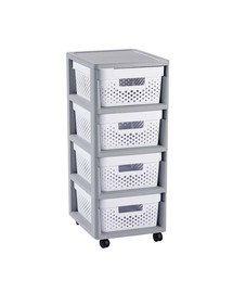 CURVER KNOCK DOWN 4x10 durchbrochenes Regal grau/weiss