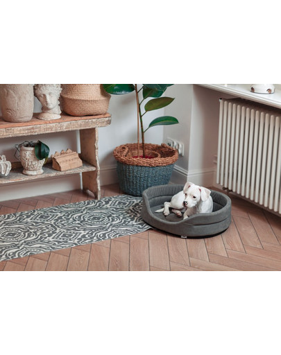 FERA Hundebett 47x38x15 cm oval mit Kissen grau