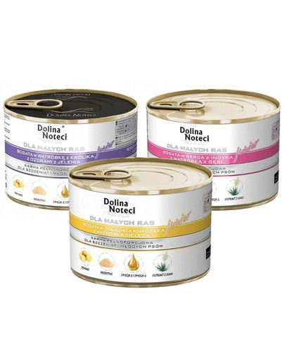 DOLINA NOTECI Junior Premium Gemischte Geschmacksrichtungen für Welpen kleiner Rassen 12x185g