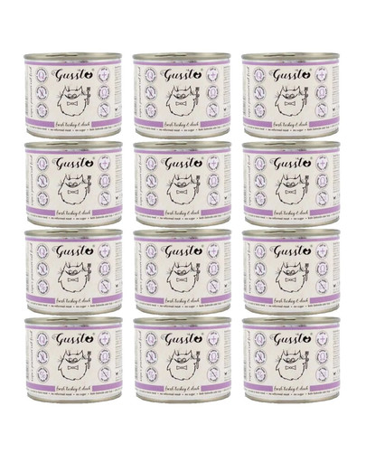 GUSSTO Cat Fresh Turkey & Duck 200 g x 12