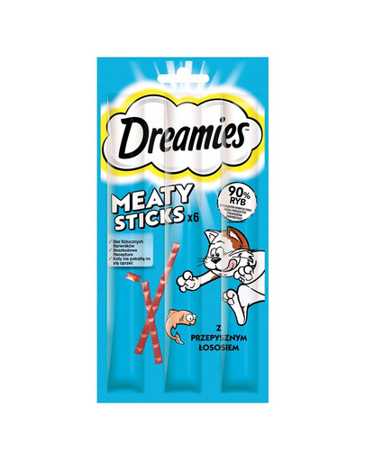 DREAMIES Ergänzungsfuttermittel für ausgewachsene Katzen mit leckerem Lachs 30 g