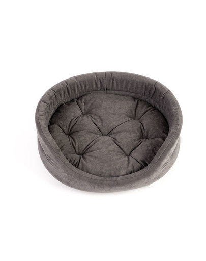 FERA ovales Hundebett mit Kissen 53x44x16 cm grau