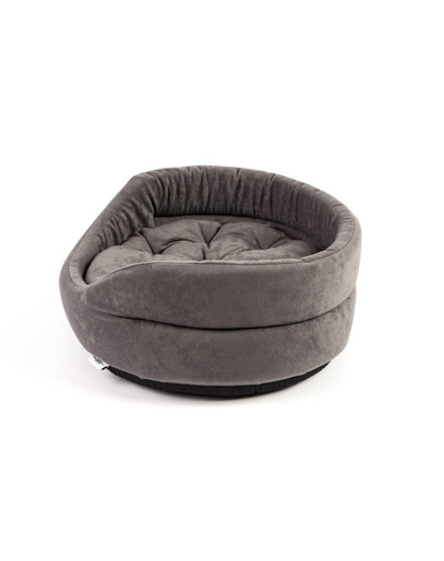 FERA ovales Hundebett mit Kissen 53x44x16 cm grau