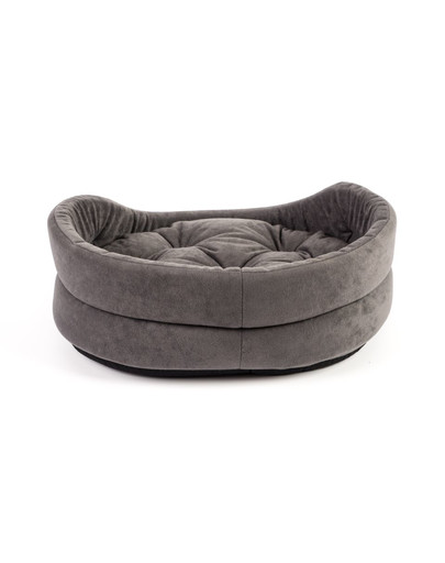 FERA ovales Hundebett mit Kissen 53x44x16 cm grau