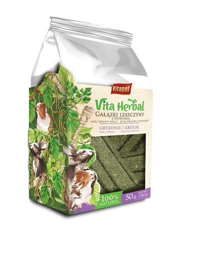 VITAPOL Puff-Rolls Haselnusszweige mit Petersilie für Nagetiere 50g