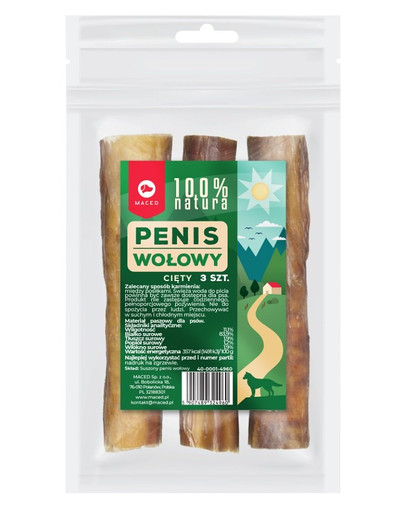 MACED Natural Rindfleisch Penis geschnitten 3 Stk