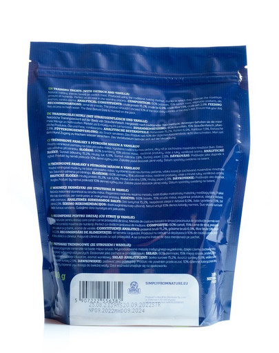 SIMPLY FROM NATURE Trainings-Leckerlis für Hunde mit Straußenfleisch und Vanille 300 g