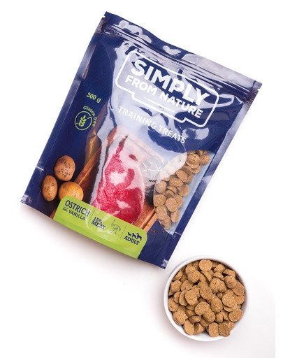 SIMPLY FROM NATURE Trainings-Leckerlis für Hunde mit Straußenfleisch und Vanille 300 g