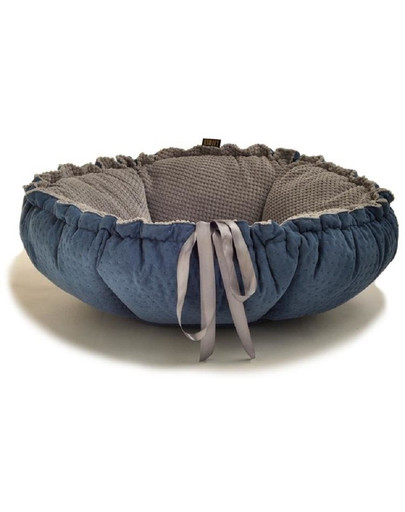 LAUREN DESIGN PREMIUM DAISY Bett in navy blau gesteppt + grau