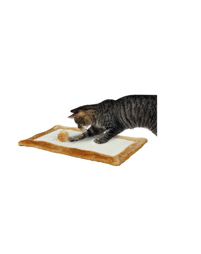 TRIXIE Kratzmatte mit Plüschrand und Maus 55 cm x 35 cm braun