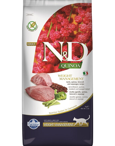 FARMINA N&D Quinoa Katze Gewichtsmanagement Lamm und Brokkoli 5 kg
