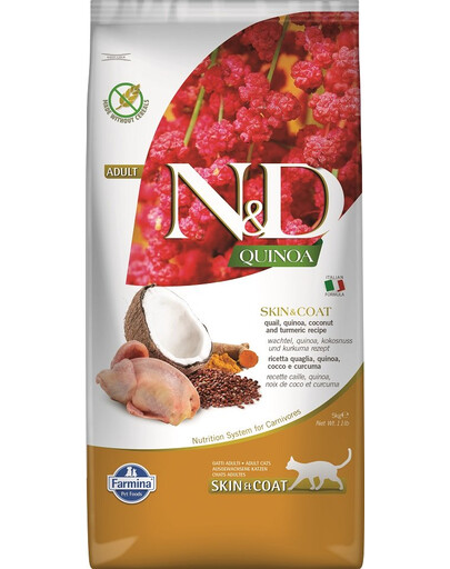 FARMINA N&D Quinoa Cat skin&coat Wachtel 5 kg Katzenfutter für Hautprobleme