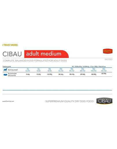 FARMINA Cibau Adult Medium Futter für ausgewachsene Hunde mittlerer Rassen 2,5kg
