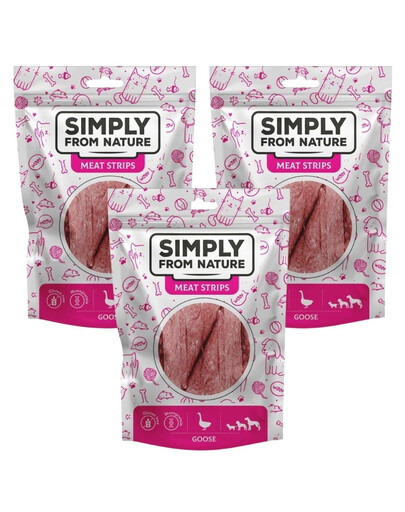 SIMPLY FROM NATURE Meat Strips Gans für Hunde 3x80 g